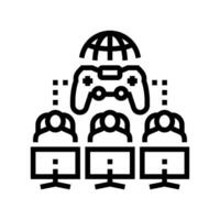Multiplayer Spiele Spiel Entwicklung Linie Symbol Vektor Illustration