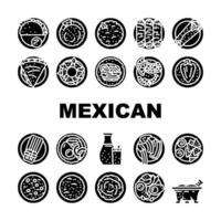 Mexikaner Küche Abendessen Essen Symbole einstellen Vektor