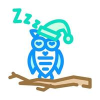 sömnig Uggla sömn natt Färg ikon vektor illustration