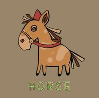 tecknad serie häst löpning , kvalitet illustration. små ikon för stock. vektor