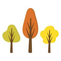 Herbst Bäume, einfach Hand gezeichnet Stil, Gelb, Grün, Orange Bäume. vektor