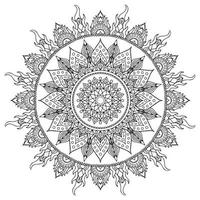 mandala, doodle målarbok sida. vit och svart rund. orientaliska anti-stress terapimönster, meditation vektor illustration.