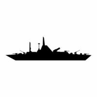 slagskepp silhuett vektor. örlogsfartyg silhuett för ikon, symbol eller tecken. slagskepp symbol för militär, krig, konflikt och patrullera vektor