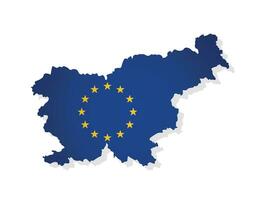 Vektor Konzept mit isoliert Karte von Mitglied von europäisch Union - - Slowenien. modern Illustration dekoriert durch das EU Flagge mit Gelb Sterne auf Blau Hintergrund
