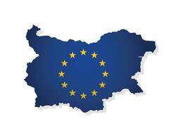 Vektor Illustration mit isoliert Karte von Mitglied von europäisch Union - - Bulgarien. Konzept dekoriert durch das EU Flagge mit Gold Sterne auf Blau Hintergrund. modern Design