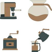 hand dragen kaffe framställning Utrustning illustration. trendig design. isolerat vektor. vektor