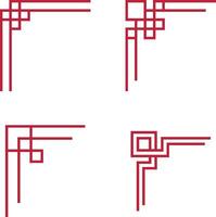 Sammlung von Chinesisch traditionell Ecke. geometrisch Design. isoliert auf Weiß Hintergrund. Vektor Illustration.