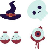 süß Halloween Illustration mit eben Karikatur Design. isoliert auf Weiß Hintergrund. Vektor Symbol Satz.