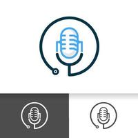 Medizinische Podcast-Logo-Design. Abbildung von Stethoskop und Mikrofon vektor