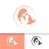 mamma och baby logotyp vektorsymbol. mamma kramar sitt barn logotyp mall vektor
