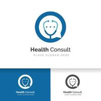 Gesundheit konsultieren Logo-Design. Stethoskop auf Bubble-Chat isoliert vektor