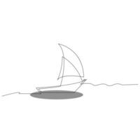 Meer Segelboot kontinuierlich einer Linie Vektor Kunst Zeichnung und Illustration