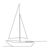 Meer Segelboot kontinuierlich einer Linie Vektor Kunst Zeichnung und Illustration
