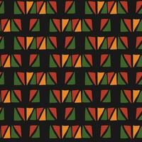 abstrakt Kwanzaa, schwarz Geschichte Monat, 19. Juni nahtlos Muster mit Hand gezeichnet Dreiecke im traditionell afrikanisch Farben - - Schwarz, Rot, Gelb, grün. Vektor Stammes- ethnisch hell Hintergrund Design.