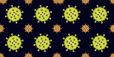 Vektorgrafik eines Bildes Corona-Virus nahtlose Muster auf dunkelblauem Hintergrund. Bild von Corona-Virusa-Hintergrund. medizinische und Vektorillustration des Gesundheitswesens. vektor