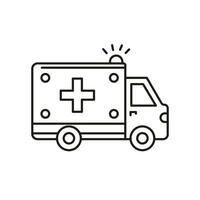 Krankenwagen Fahrzeug Linie Symbol. zuerst Hilfe, Notfall Service. dringend medizinisch Pflege Konzept. isoliert Vektor Illustration.