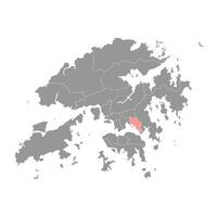 kwun Zange Kreis Karte, administrative Aufteilung von Hong Kong. Vektor Illustration.