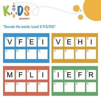entschlüsseln Sie die versteckten Wörter. einfaches logisches druckbares Arbeitsblatt für Kinder vektor