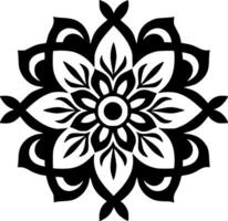 Mandala - - schwarz und Weiß isoliert Symbol - - Vektor Illustration