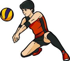 Volleyball Mädchen Spieler Aktion Clip Art vektor