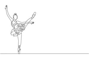 einzelne durchgehende Strichzeichnung der jungen anmutigen hübschen Ballerina demonstrierte die klassische Ballettchoreografie-Tanzfähigkeit. Operntanzkonzept. trendige Grafikdesign-Vektorillustration mit einer Linie zeichnen vektor