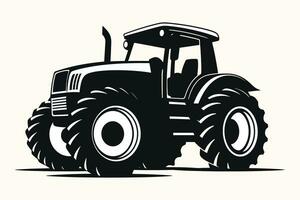 Silhouette von ein Traktor Illustration Vektor mit schwarz alt Traktor auf Weiß Hintergrund