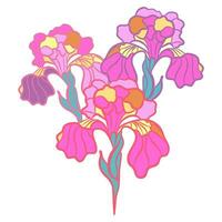 rosa iris blommor i färgade glas Metod vektor