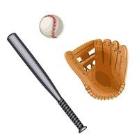 Baseball Handschuh, Ball und Schläger isoliert auf Weiß Hintergrund vektor