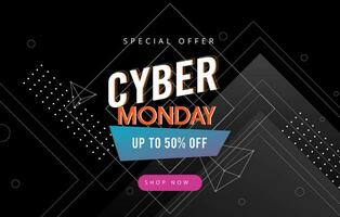 Cyber Montag Verkauf zum Beförderung mit Technologie dunkel abstrakt Geometrie Hintergrund vektor