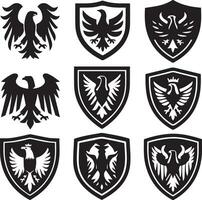 schwarz Silhouette solide Vektor einstellen von Symbole wie, Adler, Vogel, Falke, Falke, Drachen Falke, Adler Emblem und damit An.