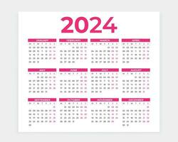 2024 Kalender, Kalender 2024, 2024, Kalender Design, Kalender, vektor