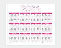 2024 Kalender, Kalender 2024, 2024, Kalender Design, Kalender, vektor