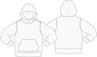 mit Kapuze Sweatshirt Design Vorlage Vektor Vorderseite und zurück