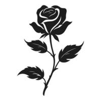 Rose Blume Vektor Silhouette frei, dekorativ Rose mit Blätter Clip Art