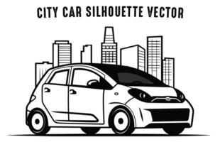 Stadt Auto Gliederung Vektor Silhouette isoliert auf ein Weiß Hintergrund