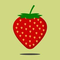 stawberry rot Sommer- Frucht, Grün Hintergrund. Vektor Grafik Illustration.
