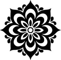 Mandala - - schwarz und Weiß isoliert Symbol - - Vektor Illustration