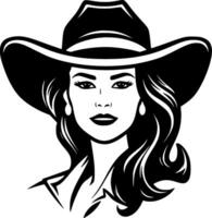 cowgirl, minimalistisk och enkel silhuett - vektor illustration