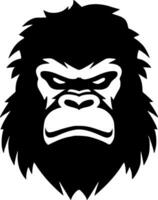 gorilla, svart och vit vektor illustration