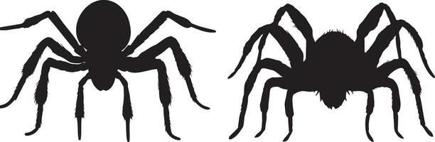 uppsättning av spindlar silhuetter. svart ikoner av spindlar isolerat på vit bakgrund. vektor illustration