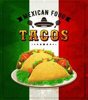 Mexikaner Küche Tacos. Vektor Banner mit tex mex