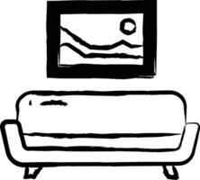 Couch und Foto Rahmen Hand gezeichnet Vektor Illustration