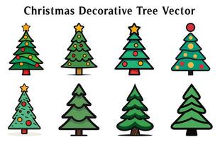 jul träd vektor illustration bunt, jul dekorativ träd silhuett översikt ClipArt bunt
