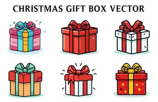 jul närvarande låda vektor bunt, jul färgrik gåva låda illustration uppsättning