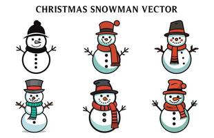 einstellen von Weihnachten Schneemann Vektor, Schneemann Illustration bündeln vektor