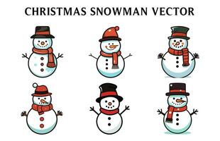 uppsättning av jul snögubbe vektor, snögubbe illustration bunt vektor