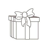 Vektor Illustration von Geschenk Box mit Bogen. Gliederung Geschenk Symbol, Geburtstag Feier Geschenk