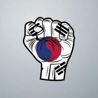 Sydkoreas flagga med handdesign vektor