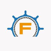 Brief f Kreuzfahrt Lenkung Logo. Yacht Symbol, Schiff Logo, Marine Zeichen Vorlage vektor