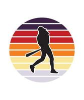 Baseball-Retro-Sonnenuntergang-Design-Vorlage vektor